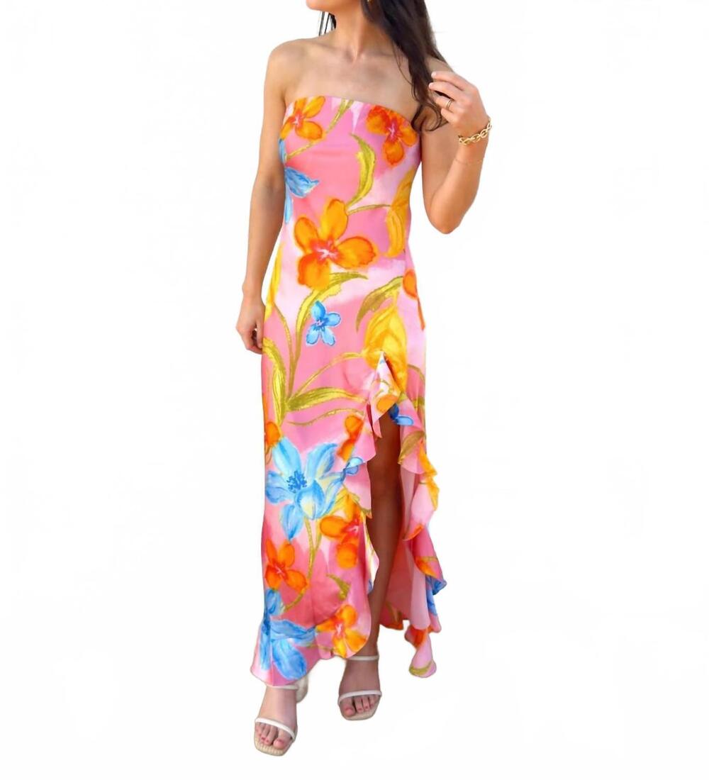 NEW DRESS FORUM jaci strapless maxi dress in pink